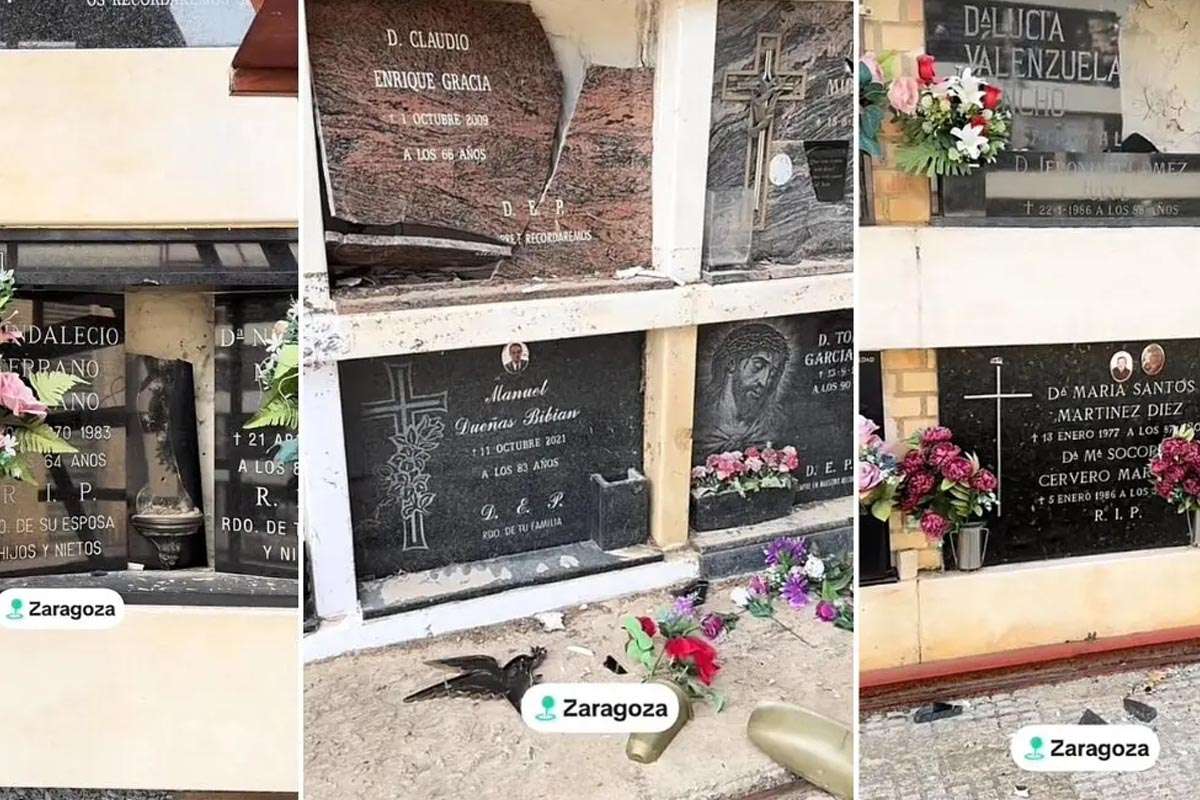Acto vandálico en el cementerio de Zaragoza indigna a la comunidad