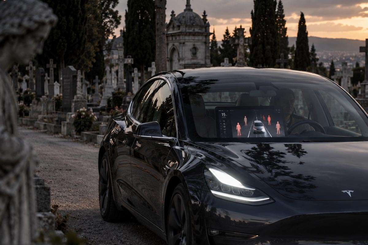 Los Tesla y su enigmática detección de peatones en cementerios